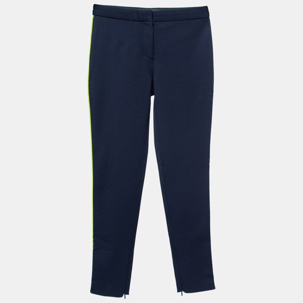 Versace Navy Blue Stretch Contrast Piping Detail Leggings S